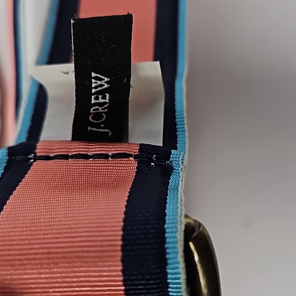 J Crew Preppy Ribbon Loop Belt Pink Blues Stripes Unisex 40" Long - Picture 3 of 5